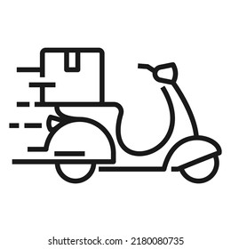 Shipping Fast Delivery Motorcycle Icon Symbol, Pictogram Flat Outline Design For Apps And Websites, Track And Trace Processing Status, Illustration