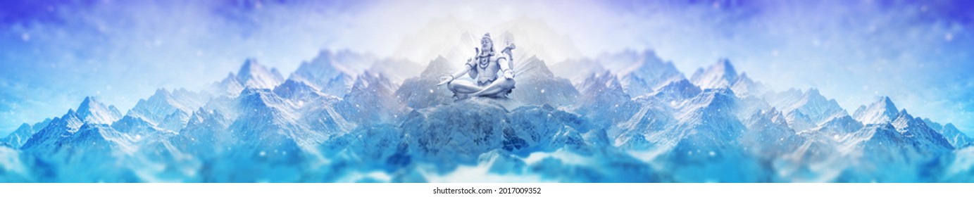 Shiv Lord Shiva 3D Wallpaper, Lord Shiv with clouds and Sun Rays, God Mahadev mural 3D illustration Blue clouds and rays God Mahadev Doing Meditation with trishul