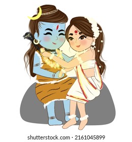 Shiv Parvati Ji Cute Illustration | Maha Shivratri 