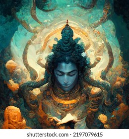 Shiva Painting. Epic Concept Art, All Might Shiva God. Powerful Shiva With Cinematic Set-up.