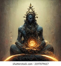 Shiva Painting. Epic Concept Art, All Might Shiva God. Powerful Shiva With Cinematic Set-up.