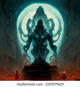 Shiva Painting. Epic Concept Art, All Might Shiva God. Powerful Shiva With Cinematic Set-up.