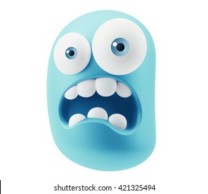 Shocked Emoticon Character Face Expression 3d Stock Illustration ...