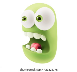 Shocked Emoticon Character Face Expression 3d Stock Illustration ...