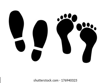 Collection Footprints Shoes Shoe Sole Feet Stock Vector (Royalty Free ...