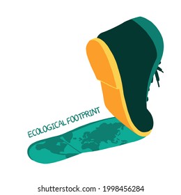 Shoe And Shoe Brand On Earth. Leave An Ecological Footprint. Calculation Of The Ecological Footprint. Civic Responsibility