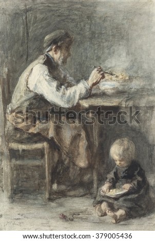 The Shoemaker, by Jozef Israels, c. 1850-1905. Dutch watercolor painting.