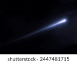 Shooting star in the sky. Bolide illuminates the night sky. Meteor trail isolated 3d illustration.