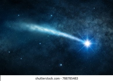 shooting star in the starry night sky