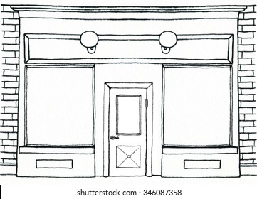 shop window. showcase. watercolor illustration