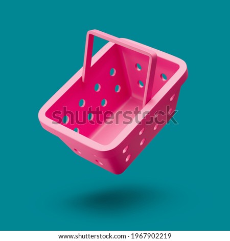 Shoping basket simple icon template 3d illustration on pastel background. Minimal concept. 3d rendering isolated with soft shadows.