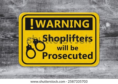  Shoplifters will be prosecuted warning sign with weathered wood