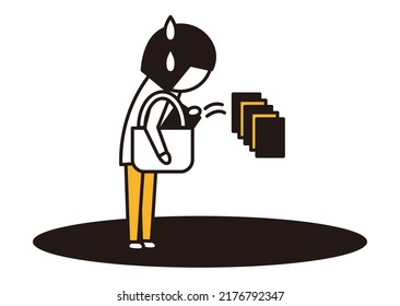 Shoplifting Girl Line Drawing Illustration In Black And Yellow