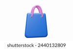 Shopping Bag side view icon blue color 3D render