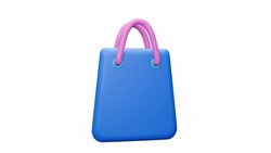 Shopping Bag Side View Icon Blue Color 3D Render