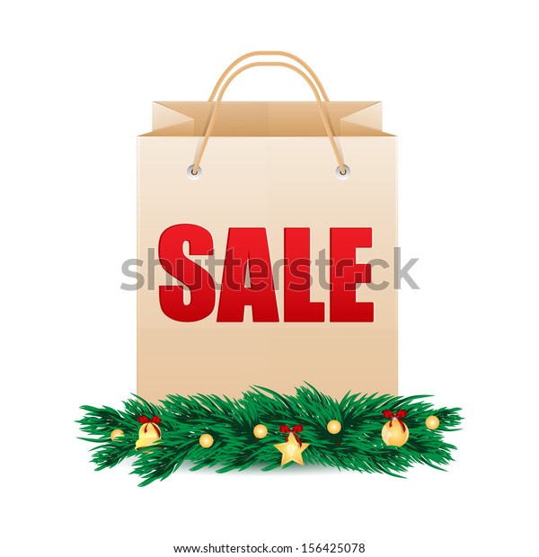 Shopping Bag Word Sale Decorated Fir Stock Illustration 156425078