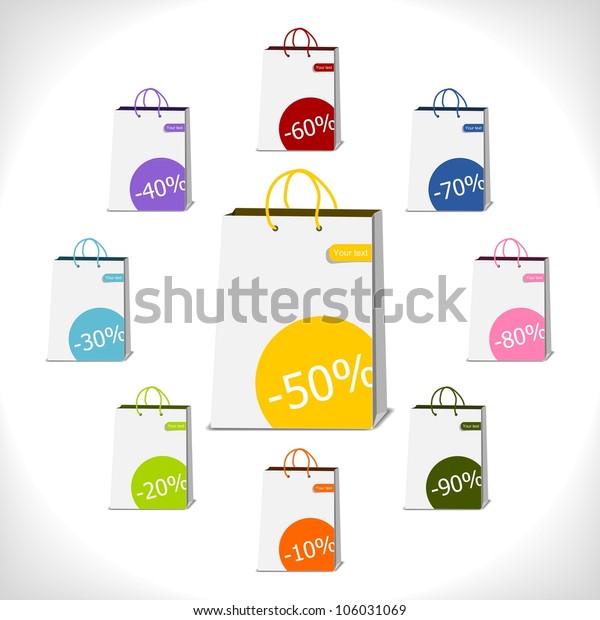 Shopping Bags Decorated Percent Stickers Bitmap Stock Illustration