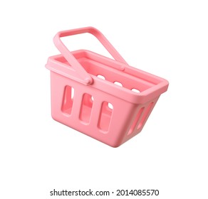 Shopping Basket 3d Illustration Isolated On White Background.