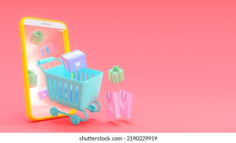 Shopping Cart Blue Color Gift Shopping Stock Illustration 2190229919 ...