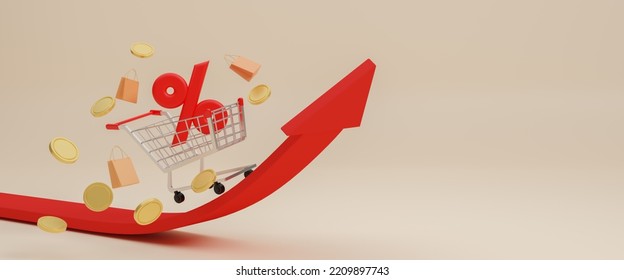 shopping-carts-cost-rising-chart-concept-stock-illustration-2209897743