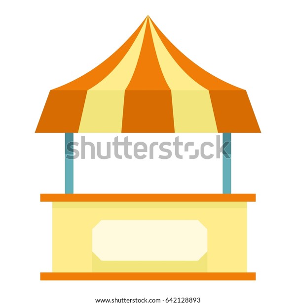 Shopping counter with orange tent icon flat\
isolated on white background \
illustration