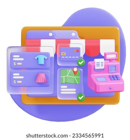 shopping payment interface 3d illustration