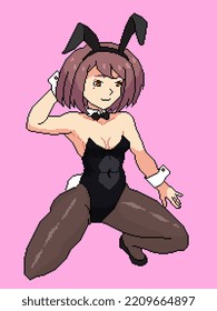  Short Hair Girl In Bunny Suit