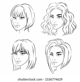 Short Haircut Face Chart Scheme Graphic Stock Illustration 1536774629 