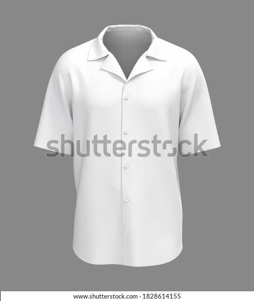Short sleeve camp shirt mockup. 3d\
rendering, 3d\
illustration