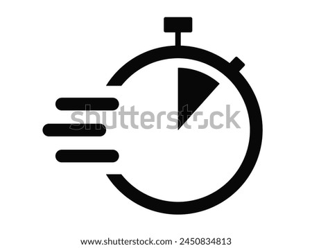 Shortest time limit stopwatch vector icon black and white set material.