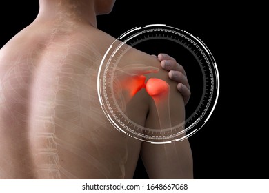 Shoulder Pain Anatomical Vision X-ray. 3d Illustration.