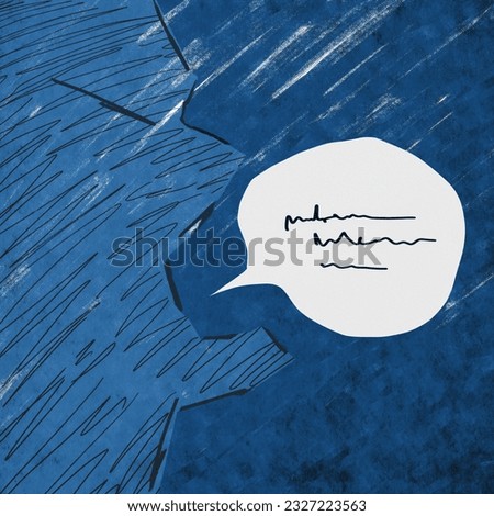Shouting or using harsh words. Aggression and insults concept in blue tone painting illustration. Rude person screaming hate speech.