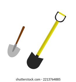 Shovel Shape Icon. Spade Symbol. Cartoon Industrial Tool Logo Sign