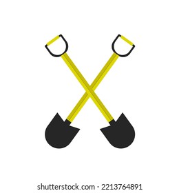 Shovel Shape Icon. Spade Symbol. Cartoon Industrial Tool Logo Sign