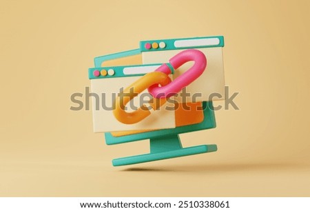 Showcasing a browser link icon. Navigate the web of possibilities and connections with ease, ideal for digital concepts. 3D render Illustration