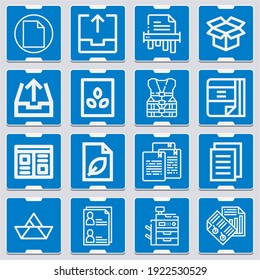 Shredder, copier, cereal, paper ship, outbox, paper, files, recycled paper, contract, handout icon set suitable for info graphics, websites and print media and interfaces