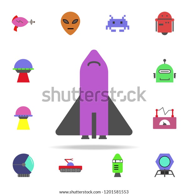 shuttle colored icon. Colored Space icons\
universal set for web and\
mobile