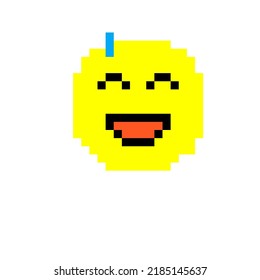 Shy Emoticon Design Pixelart Yellow 