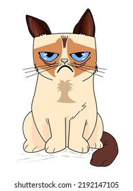 Siamese Angry Grumpy Cat Famous Meme Illustration