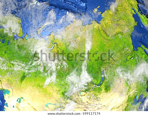 Siberia On 3d Model Earth 3d Stock Illustration 599117174