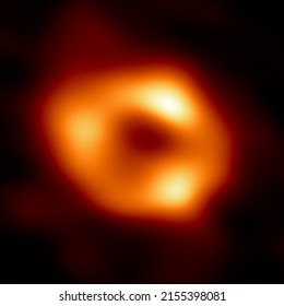 Sibiu, Romania- Apr 12, 2022: Illustrative Editorial Representation Of The Second Ever Black Hole Picture Was Taken From The Event Horizon Telescope. The Black Hole Is In The Center Of Our Milkyway