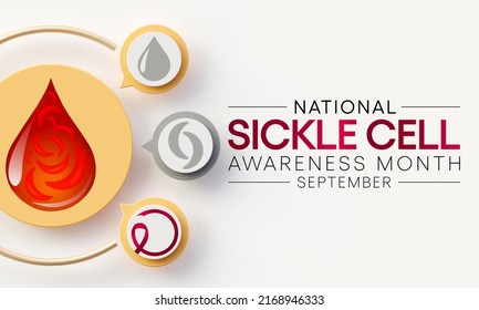 Sickle Cell Disease Awareness Month Is Observed Every Year In September, It Is A Group Of Inherited Red Blood Cell Disorders. Millions Of People Do Not Know They Have Sickle Cell Trait. 3D Rendering