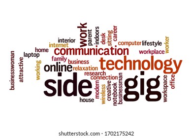 Side Gig Word Cloud Concept On White Background