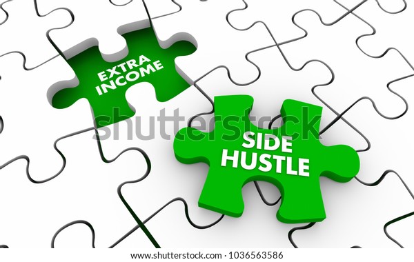 Side Hustle Extra Additional Income Puzzle\
Piece 3d\
Illustration