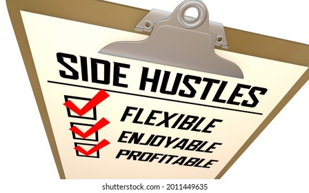 Side Hustles Checklist Second Job Gig Make Extra Money Pay 3d Illustration