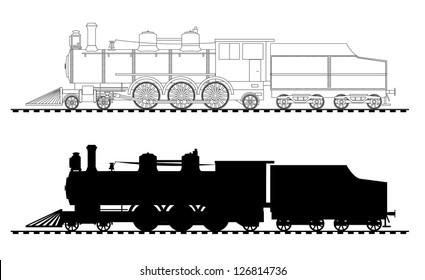 A side illustration of steam locomotive