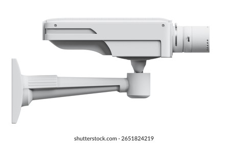 Side profile of white security camera isolated on white background. 3D illustration