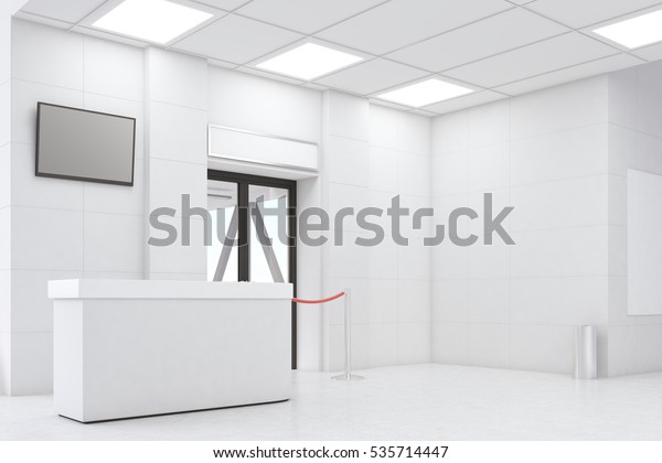 Side View Airport Waiting Room Desk Stock Illustration 535714447