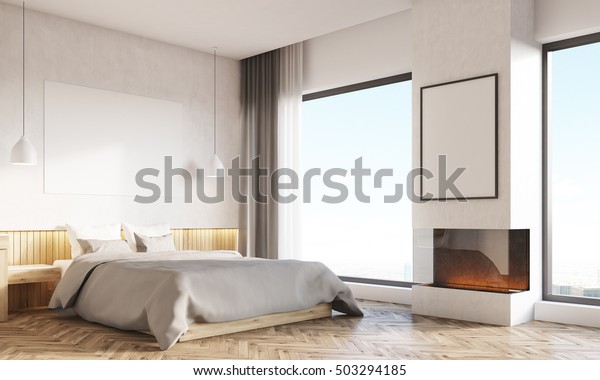 Side View Bedroom Home Office Interior Stock Illustration