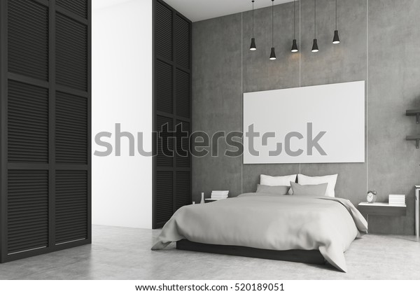 Side View Bedroom Interior King Size Stock Illustration